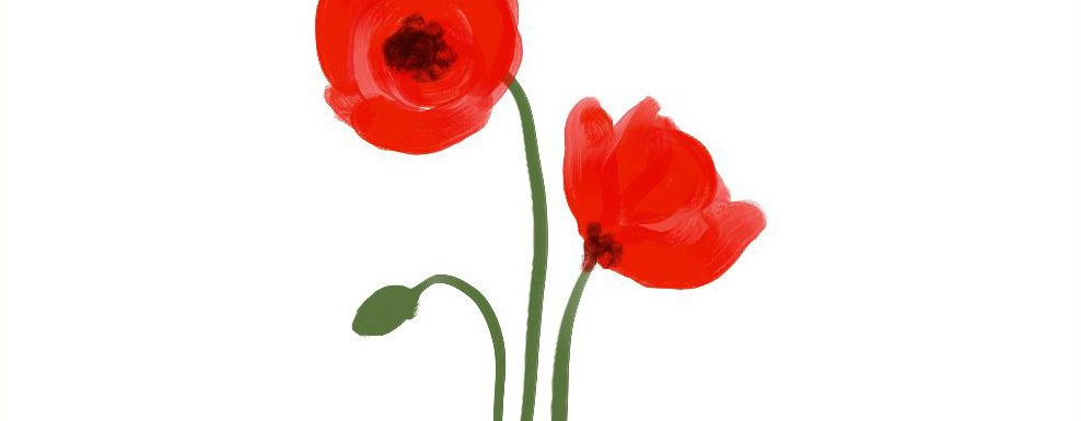 An illustration of a red poppy, appearing on the 'Oxfam After Hours' event poster.