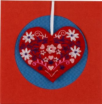 Fair Trade Embroidered Heart Decoration Greetings Card