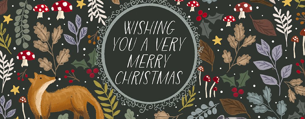 Folk woodland Animals Christmas Card