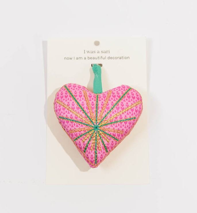 Recycled Sari heart decoration