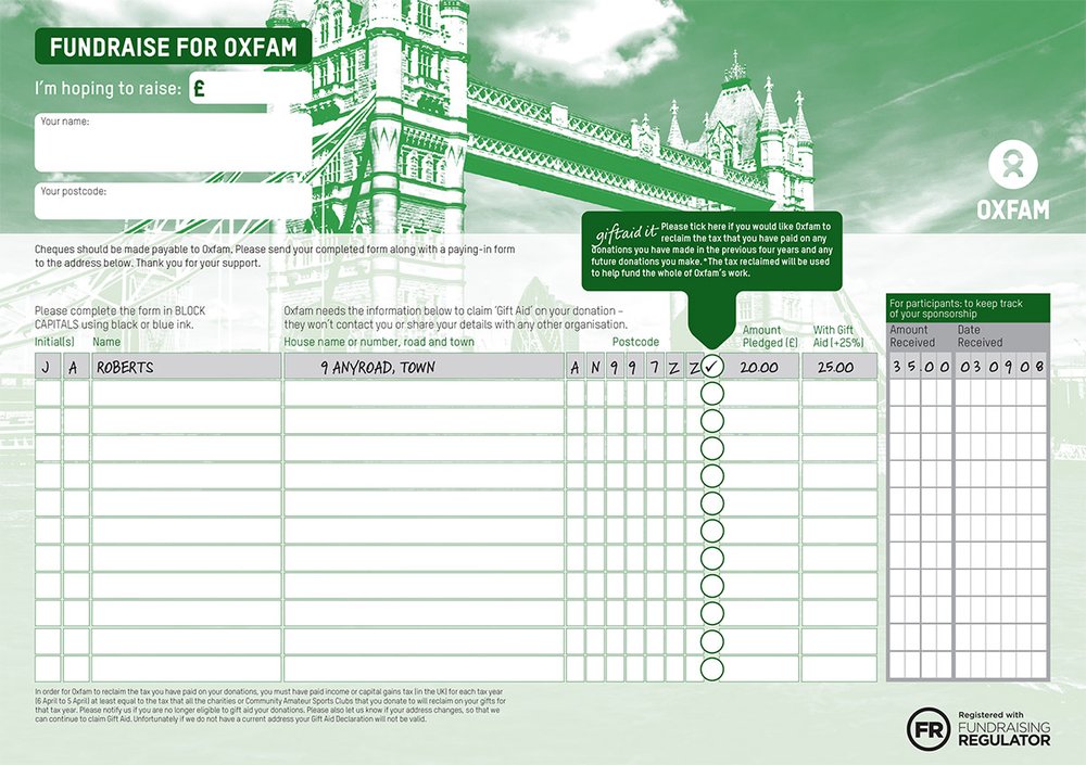 London marathon sponsorship form