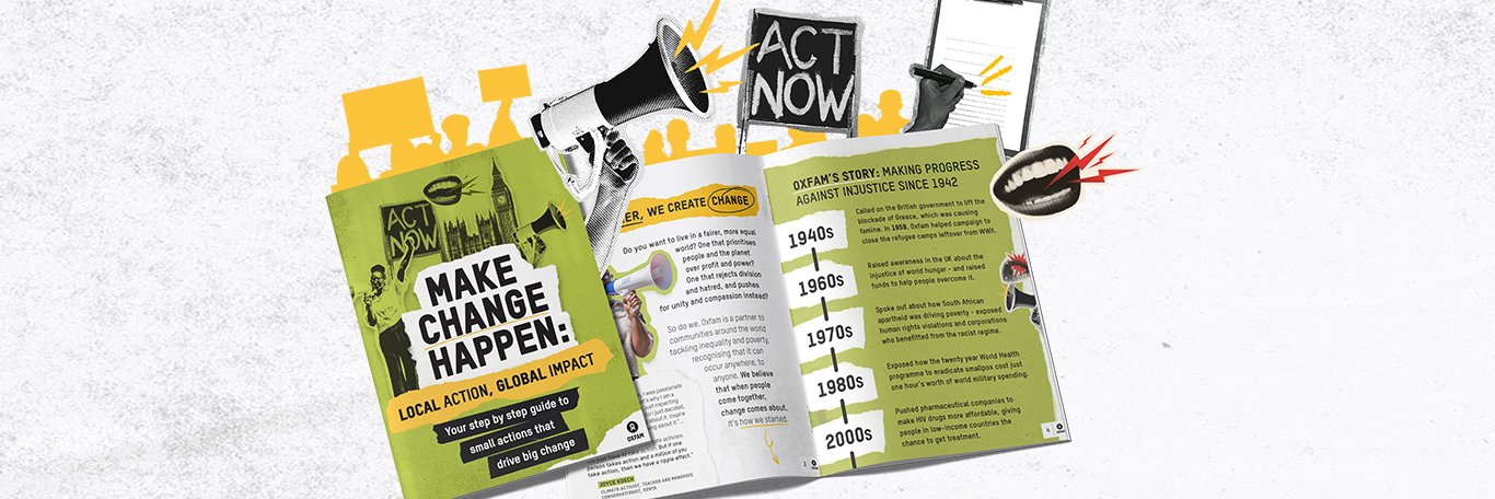 A montage of pages from Oxfam's campaigner eBook