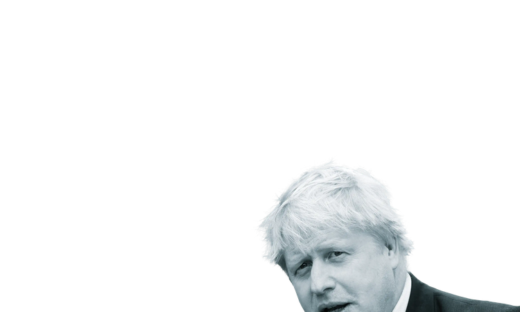Black and white photo of Boris Johnson