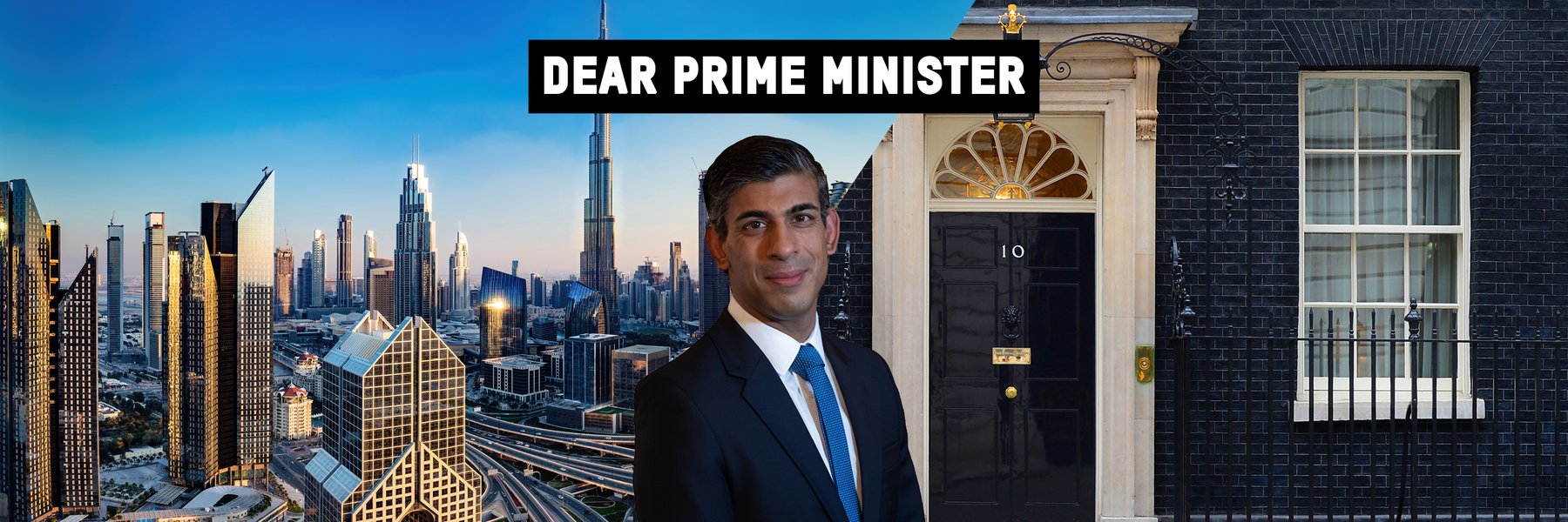 An image of Rishi Sunak and the words 'Dear Prime Minister' above it.