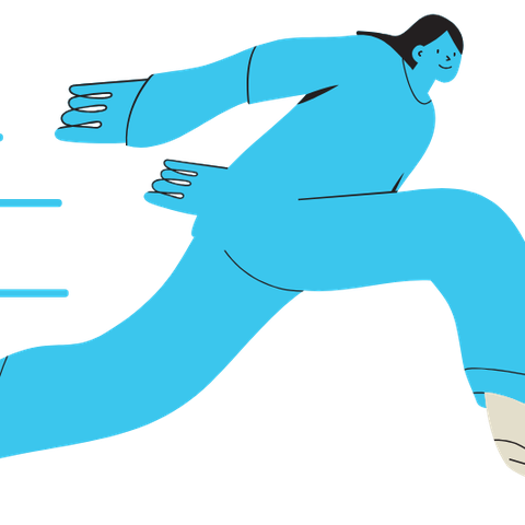 Illustration of blue person running