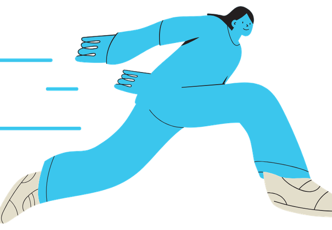 Illustration of blue person running