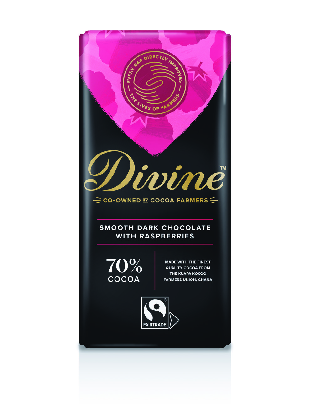 Divine dark chocolate with raspberry