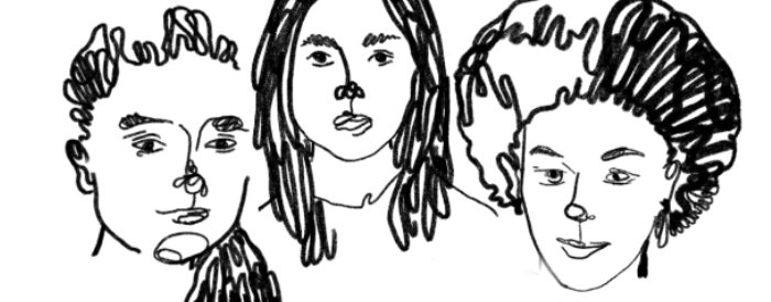 A sketch of three women