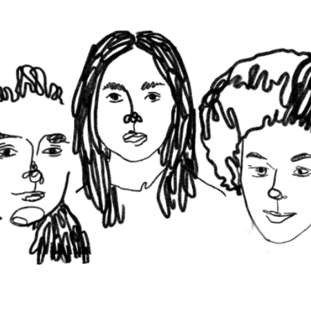 A sketch of three women