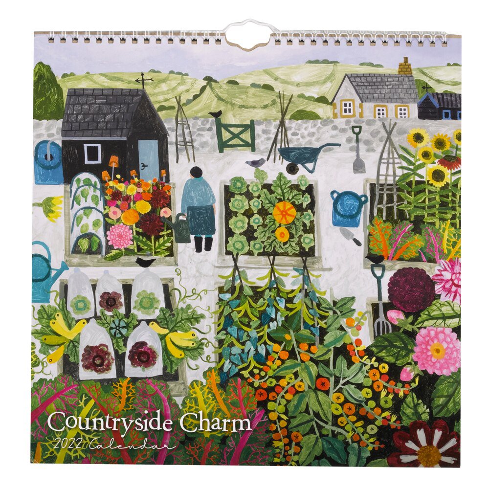 A 2022 calendar with a bright painting of an allotment on the cover
