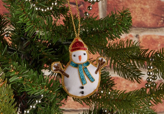 Gold work snowman tree decoration