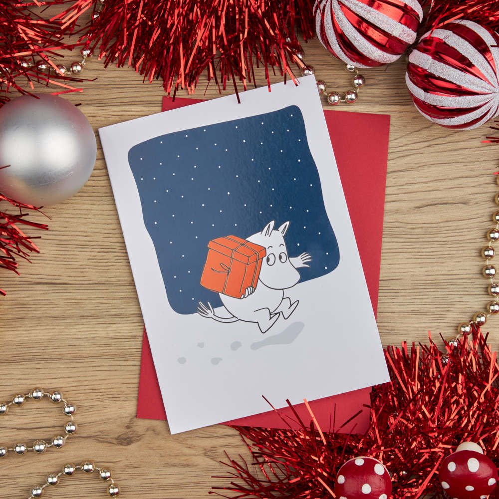 Moomin with gift Christmas card