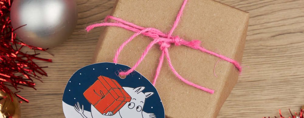 Christmas gift with handmade Moomin tag