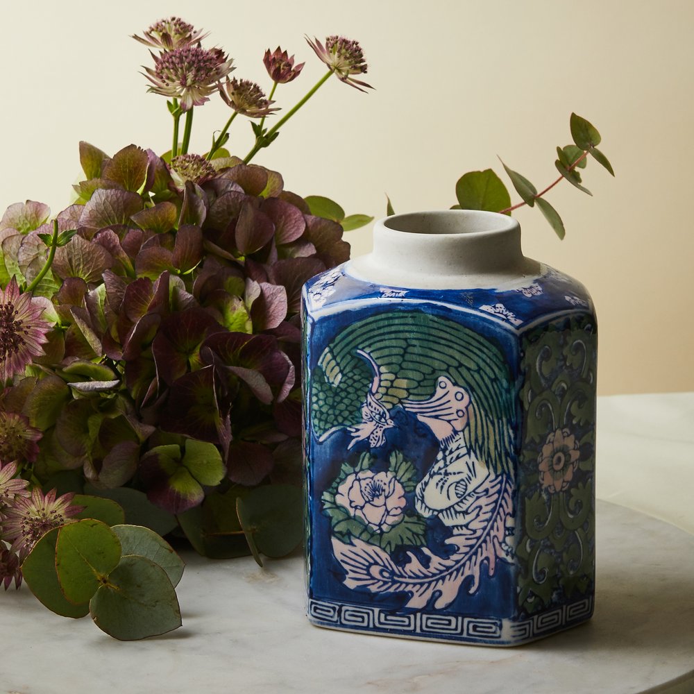 traditional blue and white vase