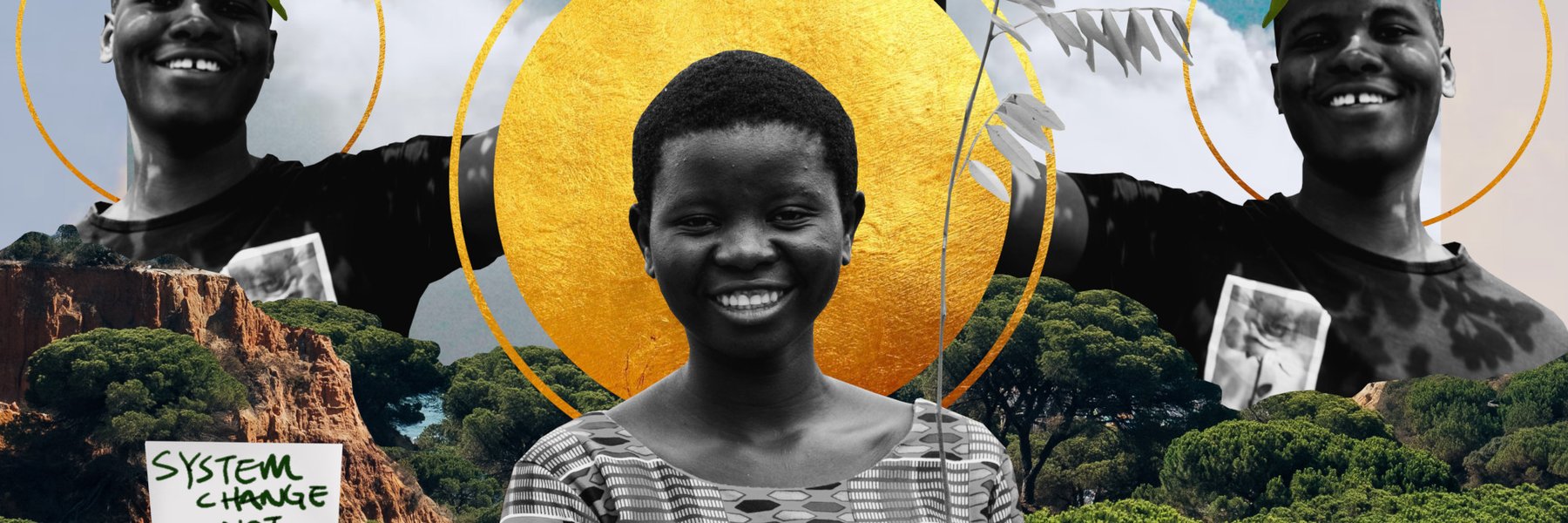 An art montage featuring Jessy and Isaac, two young climate activists from Malawi.