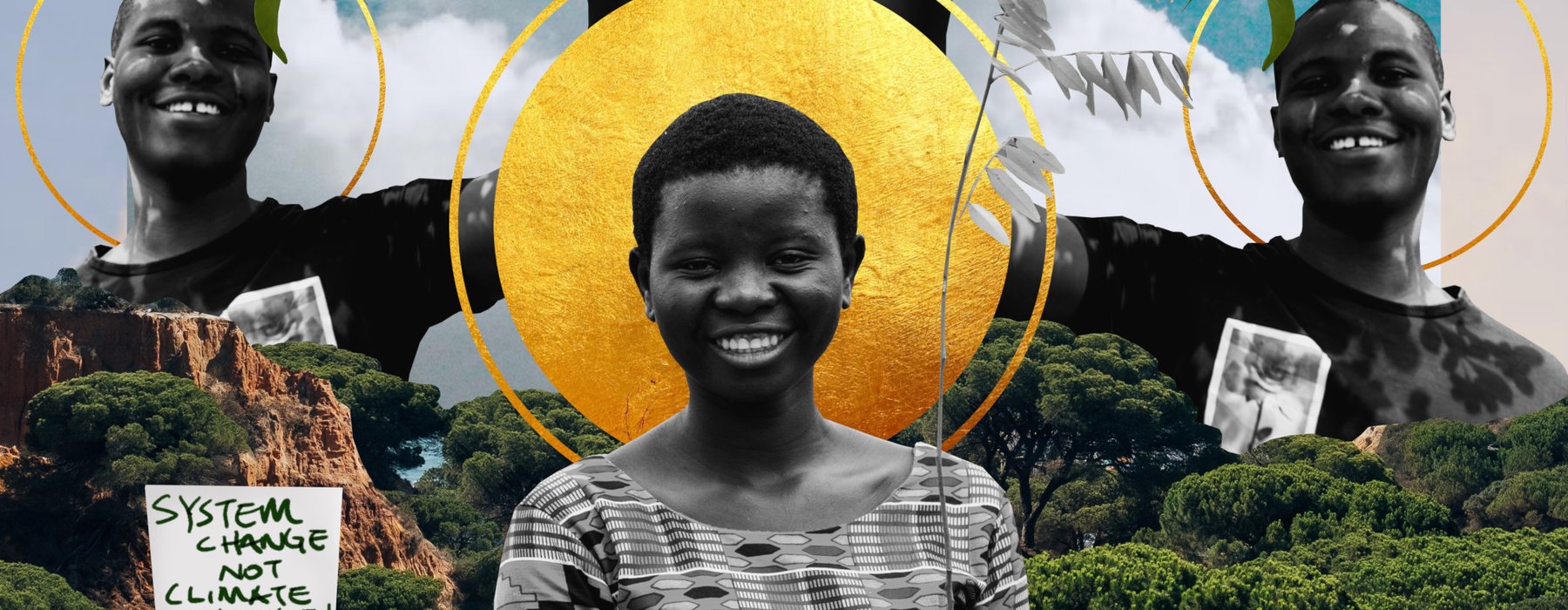 An art montage featuring Jessy and Isaac, two young climate activists from Malawi.