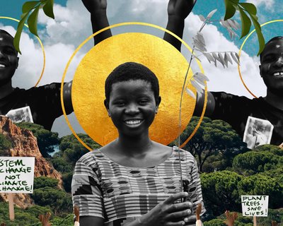 An art montage featuring Jessy and Isaac, two young climate activists from Malawi.