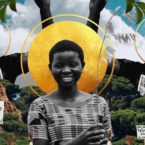 An art montage featuring Jessy and Isaac, two young climate activists from Malawi.