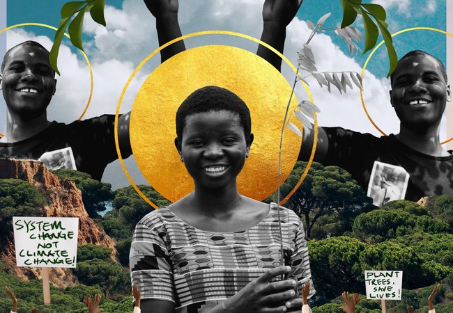 An art montage featuring Jessy and Isaac, two young climate activists from Malawi.