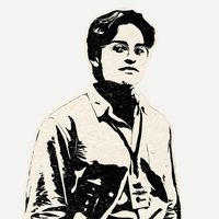 A black and white illustration of Jose Reyeros, a climate activist from Mexico.