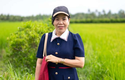 Luu Thi Yen Hang visits a rice field in Vinh Long, part of the southern Vietnam Mekong Delta and a major rice growing area in the country