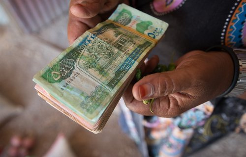 A stack of Somalian banknotes