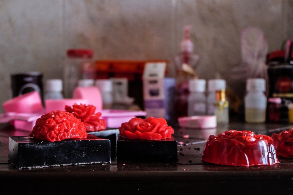 Soaps with bright roses on top