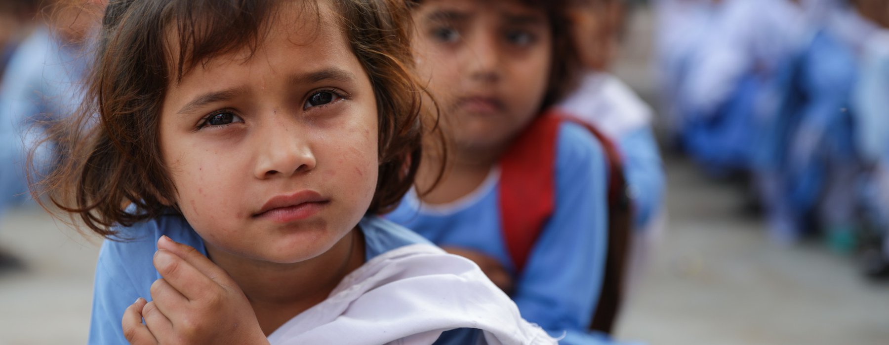 A student at the morning assembly at her school in Multan, Pakistan.