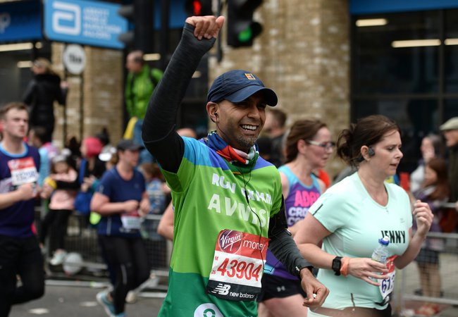 Avnish running for Oxfam during London Marathon 2019.
