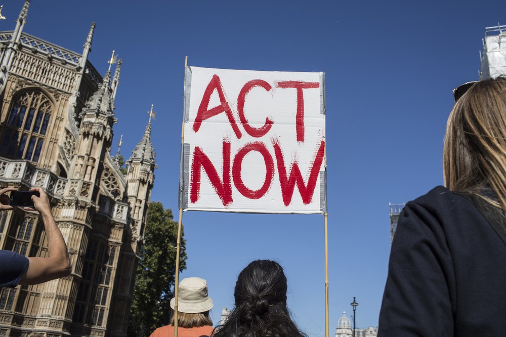 A placard at the London climate strikes in September 2019