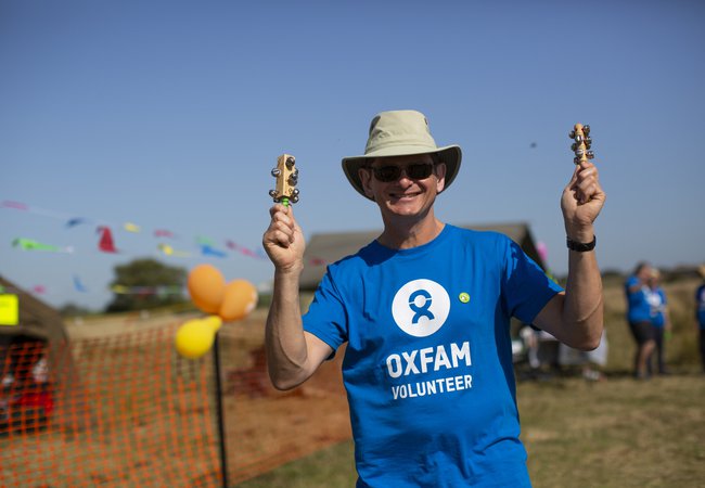 An Oxfam volunteer at Trailwalker 2019