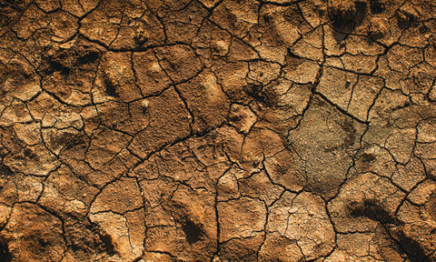 Cracked red earth from above