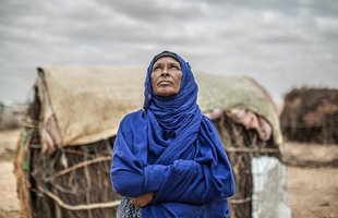 Amina looks at the sky in Ethiopia