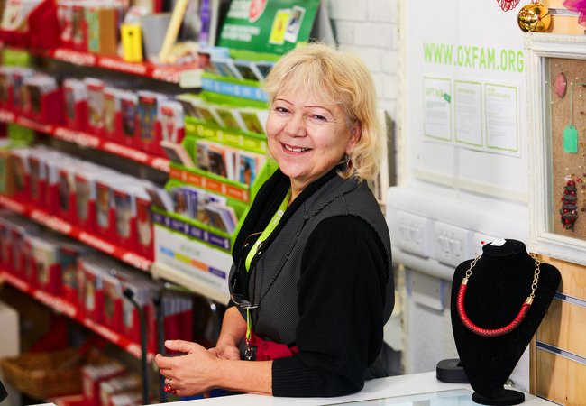 Vanessa, regular volunteer at the Pimlico Oxfam shop