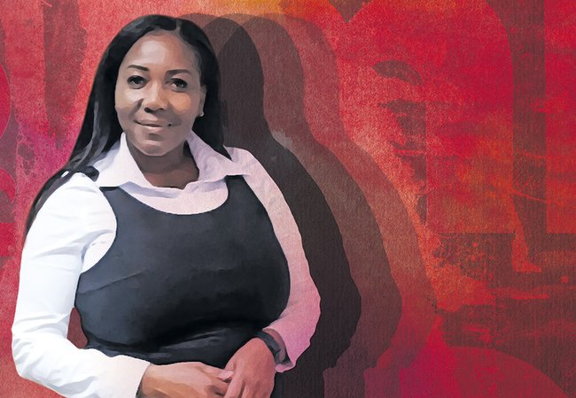 A stylised portrait of Faith Sharleen, an activist from Zimbabwe.