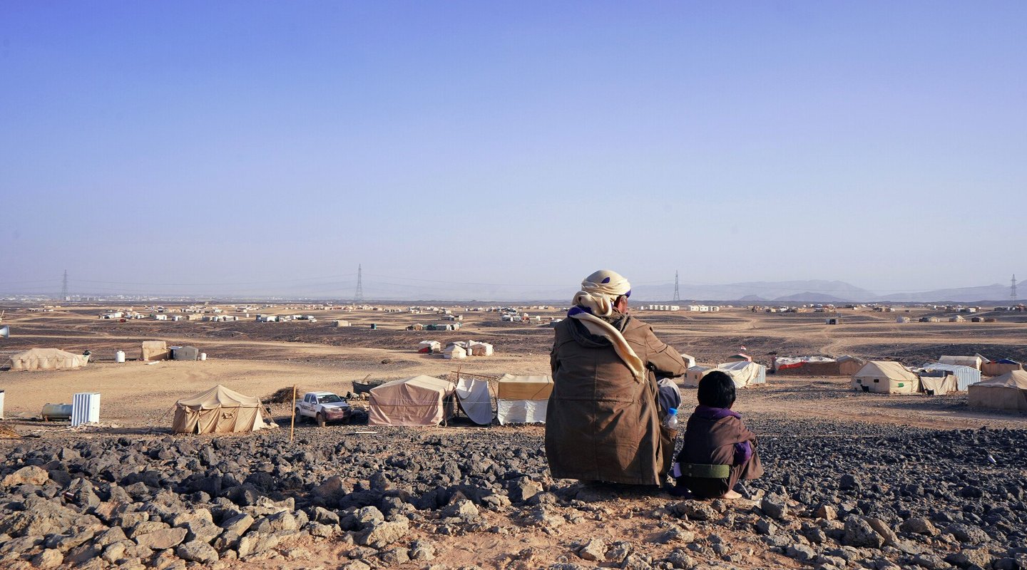 Salem and his son Omar at the Alswidan Camp in Marib, Yemen.