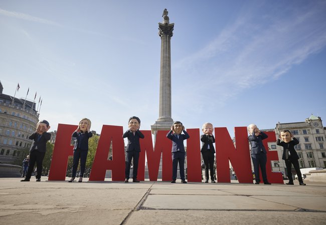 Ahead of the start of the G7 summit on Friday 19 May in Japan, Oxfam’s G7 ‘big heads’ are in Trafalgar Square, London