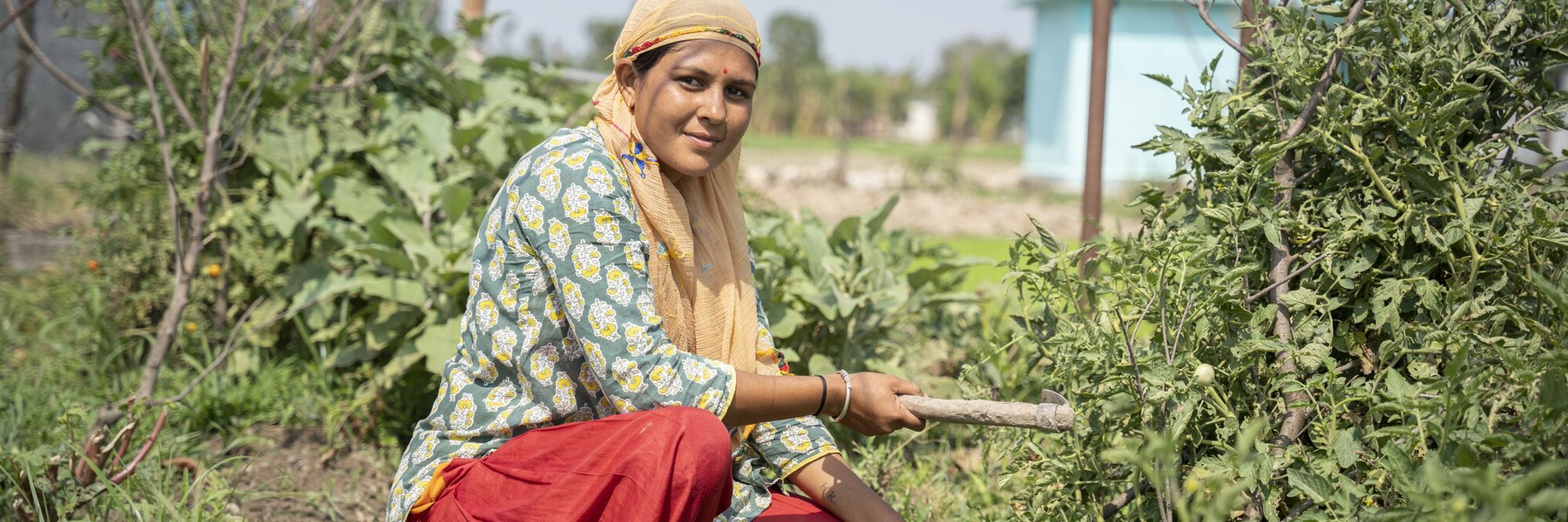 Kabita on her farm in Nepal.