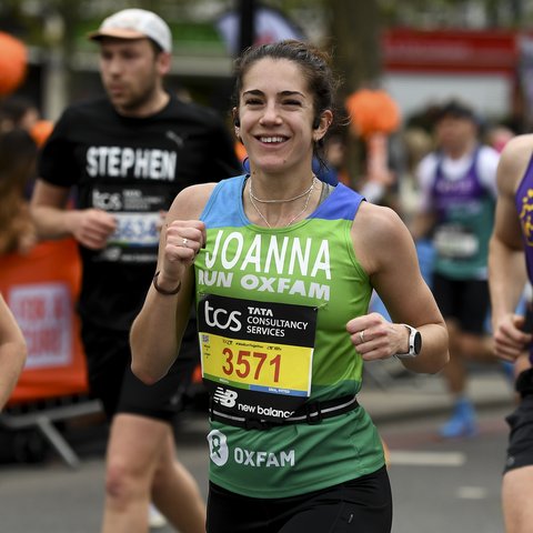 Smiling Oxfam Runner Joanna at the London Marathon