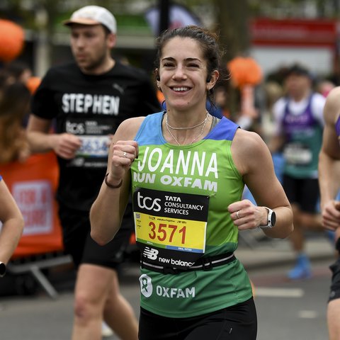 Smiling Oxfam Runner Joanna at the London Marathon