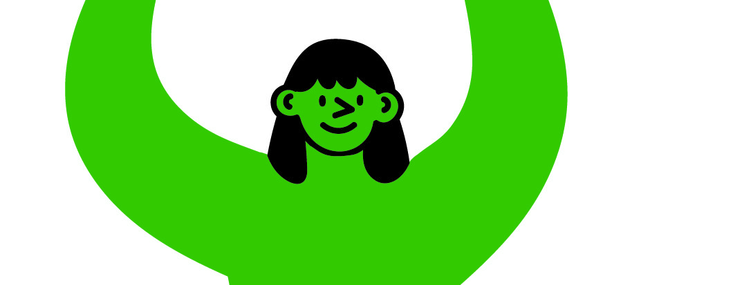 Illustration of green person with a pencil
