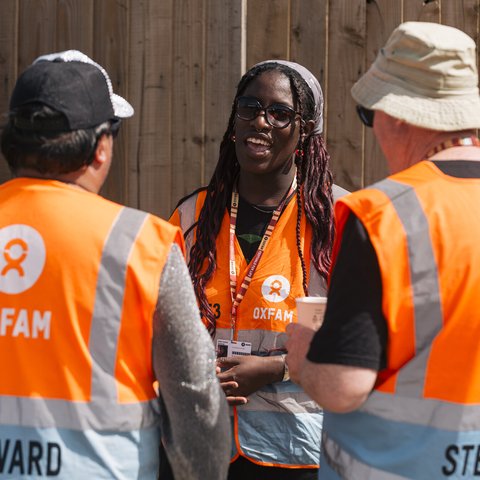 Ajay Ramtohul, Liv Anthony-Uzoeto and Jason Ratcliffe stewarding in the Metropolis area at Boomtown Festival 2024