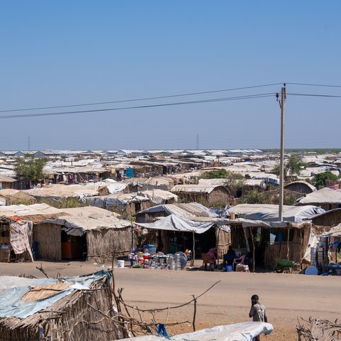 Overview of the Renk transit centre that is hosting hundreds of thousand of people fleeing the conflict in Sudan.