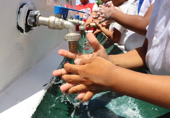 Nine year old Christopher and Nanise are members of the WASH club at Pangai Primary School on remote Ha'apai island in Tonga.