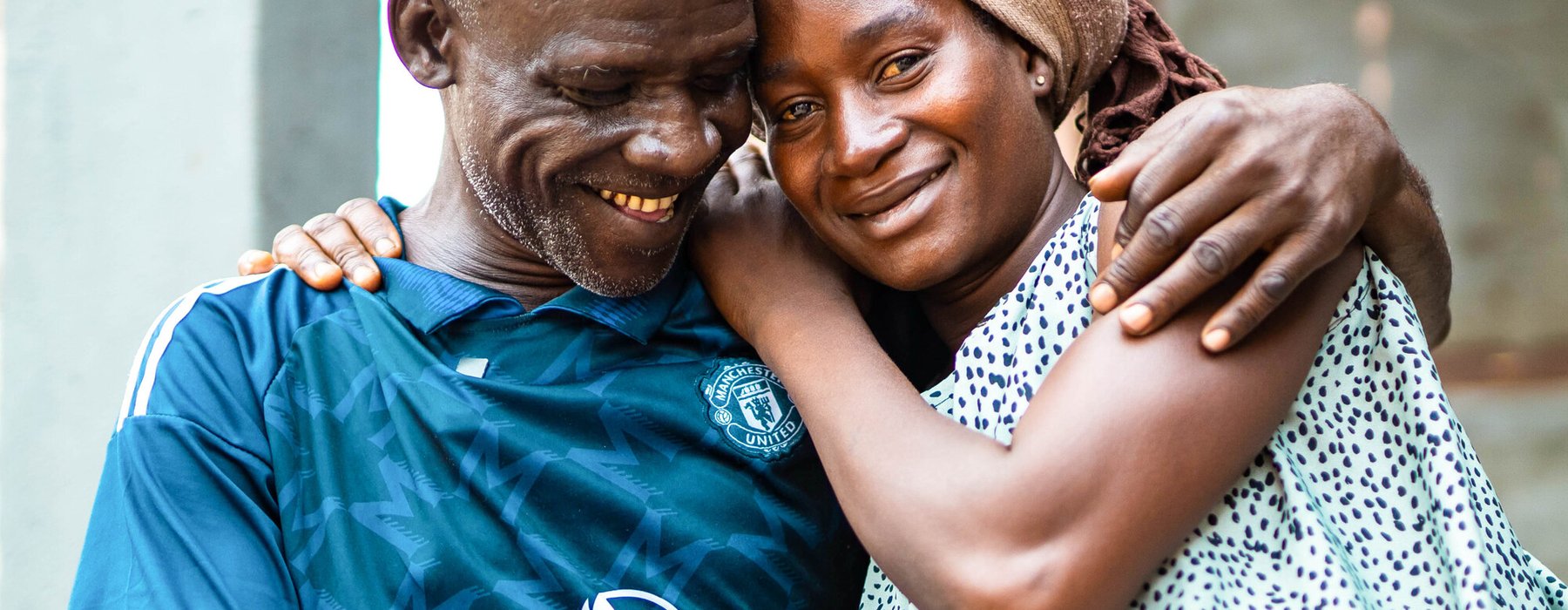 Grace Ibrahim and Ibrahim Musa hug in Adamawa State, Nigeria