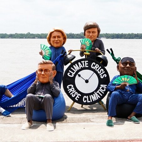 SLEEPING ON THE JOB: Ahead of #COP30, Oxfam staged a Big Heads protest in Belem, Brazil to call out rich nations for their climate inaction.
