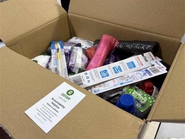 Hygiene kits prepared for people displaced by the conflict in Lebanon