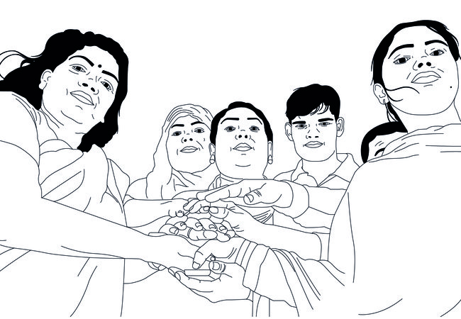 An illustration of a group of women