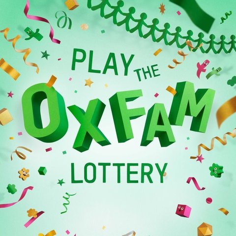 Text reads: Play the Oxfam Lottery