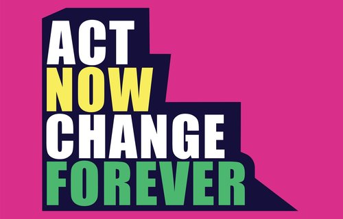 Act Now Change Forever pink logo